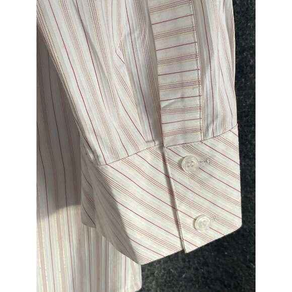 VTG Apostrophe Shirt Stripe Maroon White Gold 3/4 Sleeve Button Front Blouse Str - Picture 14 of 14